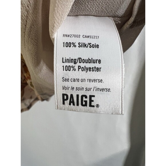 Paige Women’s Dress S Old Rose Covert Green Floral Silk V-Neck Long Sleeve Mini - Picture 4 of 11